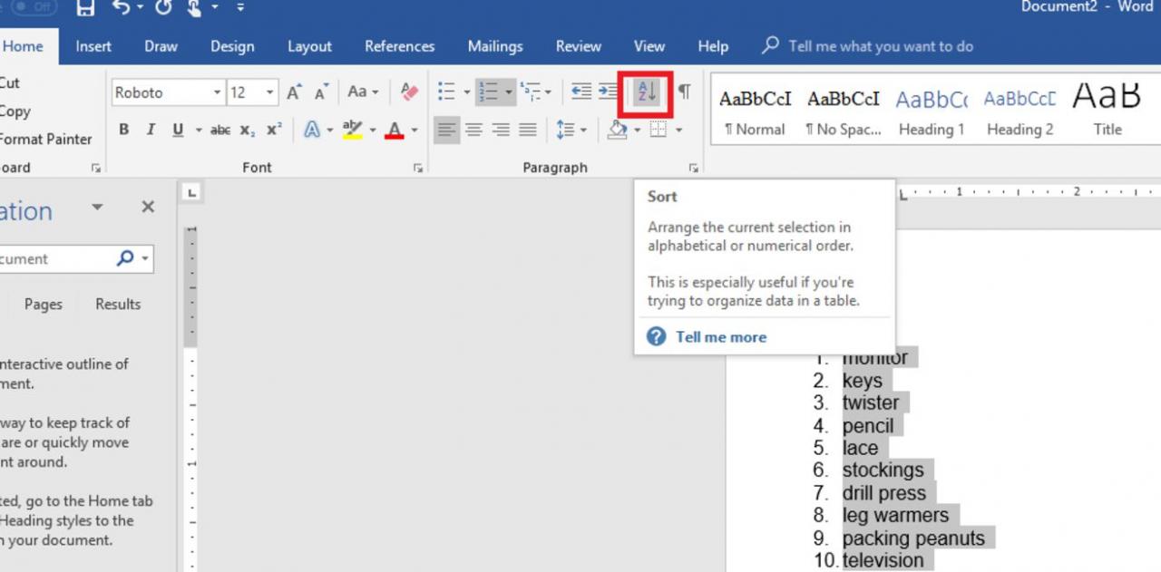 So sortieren Sie alphabetisch in Word - Datei Wiki